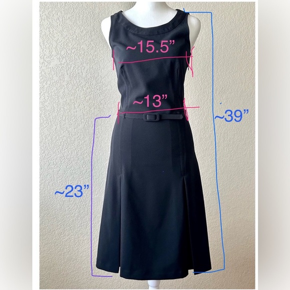 Benetton Black Pleated Sleeveless Stretch Dress - size xs - Picture 3 of 4